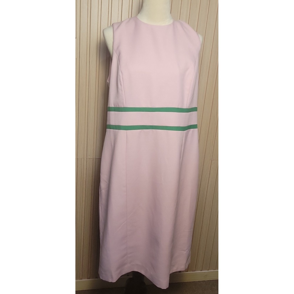 Black Label by Evan Picone Dress Women 14 NWT Pink Green Stripe Sheath...